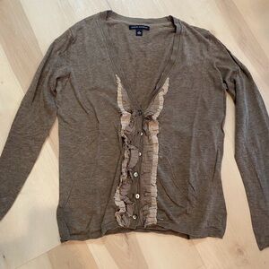 Y2K Banana Republic cardigan with ruffle detail.